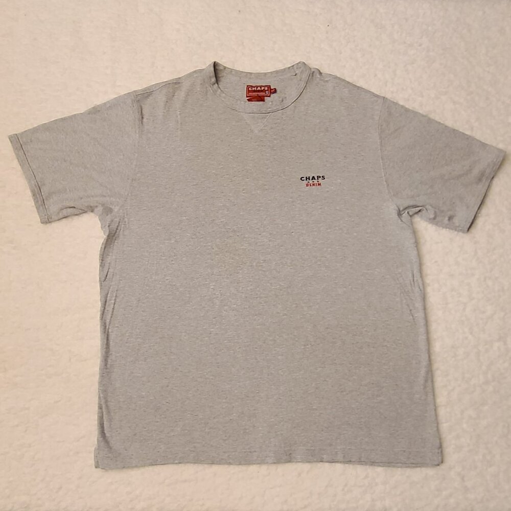 Chaps Denim Tshirt Vintage 90's 2000's Y2K Short Sleeve Gray Casual Classic